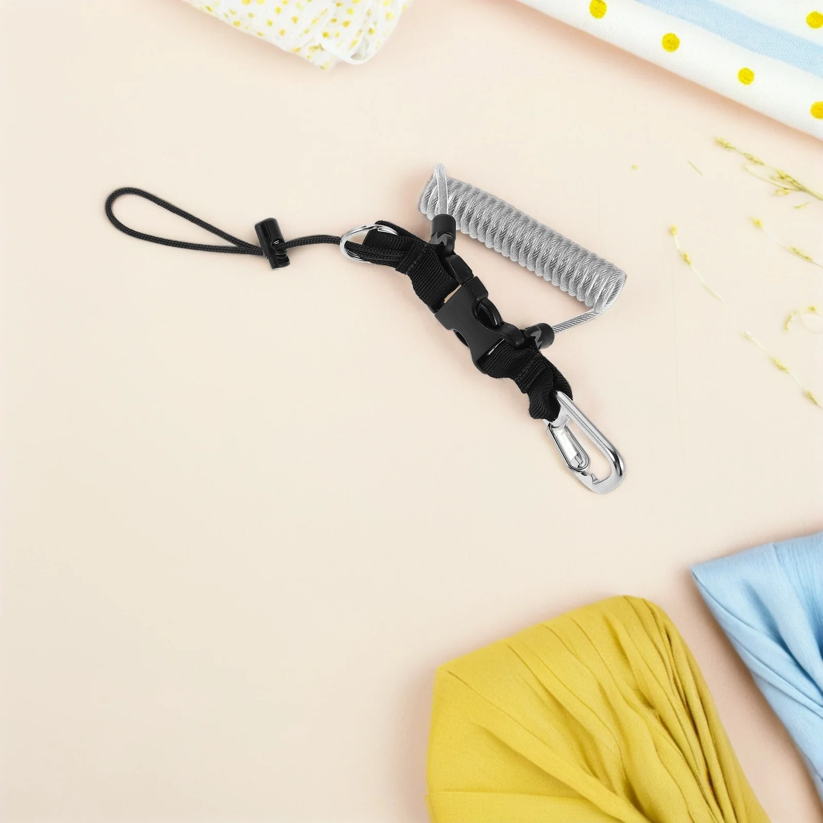 1 قطعة كاميرا الغوص مكافحة فقدان حبل الربيع ملفوف الحبل الإفراج السريع مشبك ل أضواء الغوص تحت الماء التصوير #6