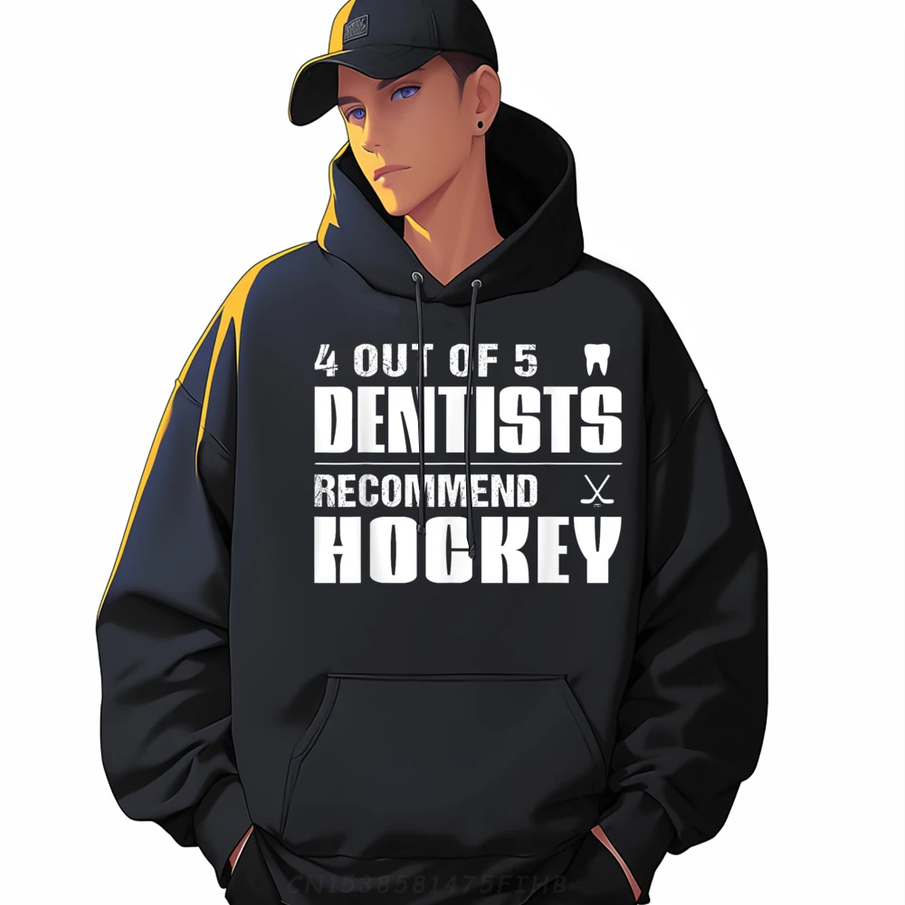 

4 Out Of 5 Dentists Recommend Hockey Hoodies Street Long Sleeve Retro O-Neck Sweatshirt Normal Trendy Oversized Hoodies