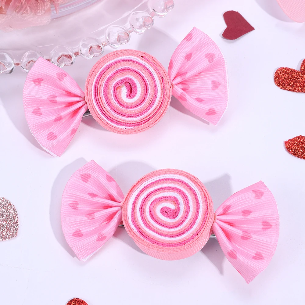 Candy Bow Hair Clips for Girls, 2Pcs Set