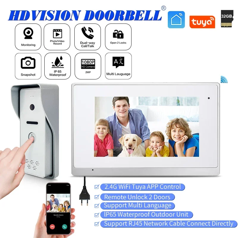 

High Quality Wifi Tuya Smart Video Phone Doorbell Intercom System with Night Vision Outdoor Unit Monitor Function