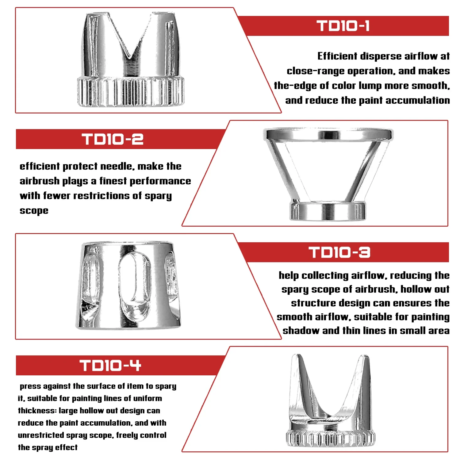 Set di accessori per tappi di copertura per aerografo da 4 pezzi Kit di tappi per spazzole d\'aria a forma di corona/Tomahawk/condensazione