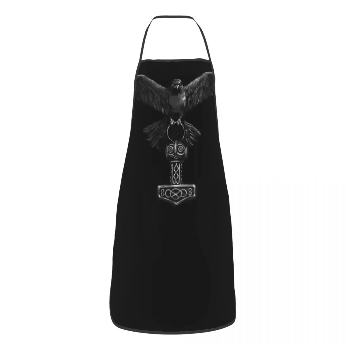 Vikings Odin Raven With Thor Mjolnir Hammer Apron Men Women Norse Odin God Adult Kitchen Chef Bib Tablier Cuisine Cooking Baking