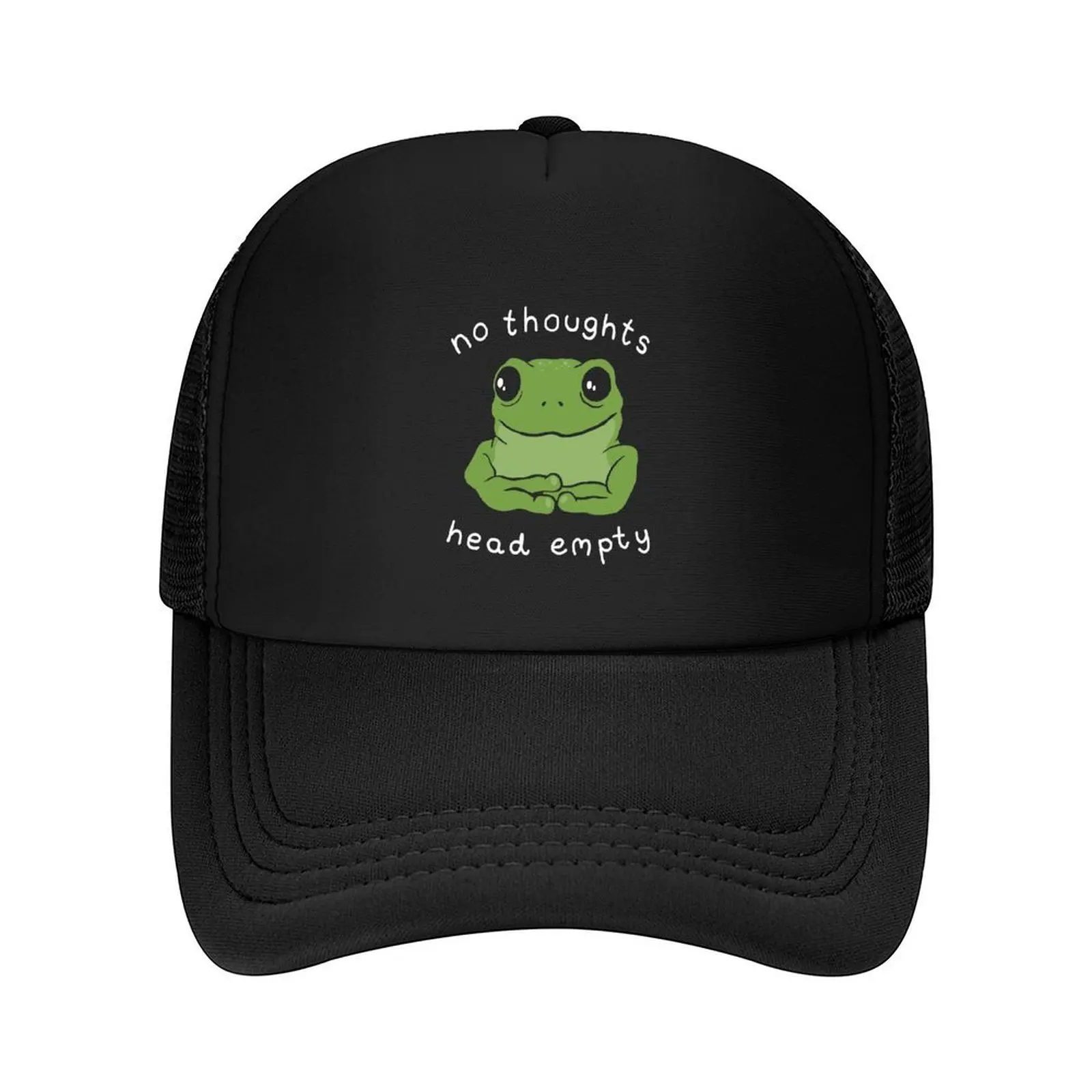 

No Thoughts Head Empty Cute Quote Frog Meme Aesthetic - Mental Health Kawaii Rad - Sad Big Eyed Froge - Зеленая бейсболка Kawa