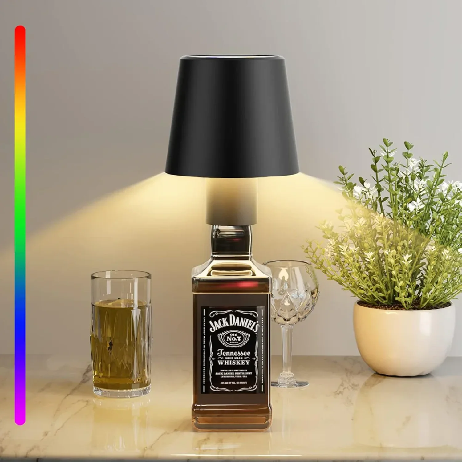 Lampe LED tactile portable en forme de bouteille de vin, aste, sans fil, lumière à intensité réglable, idéal pour un bureau ou une table, RVB