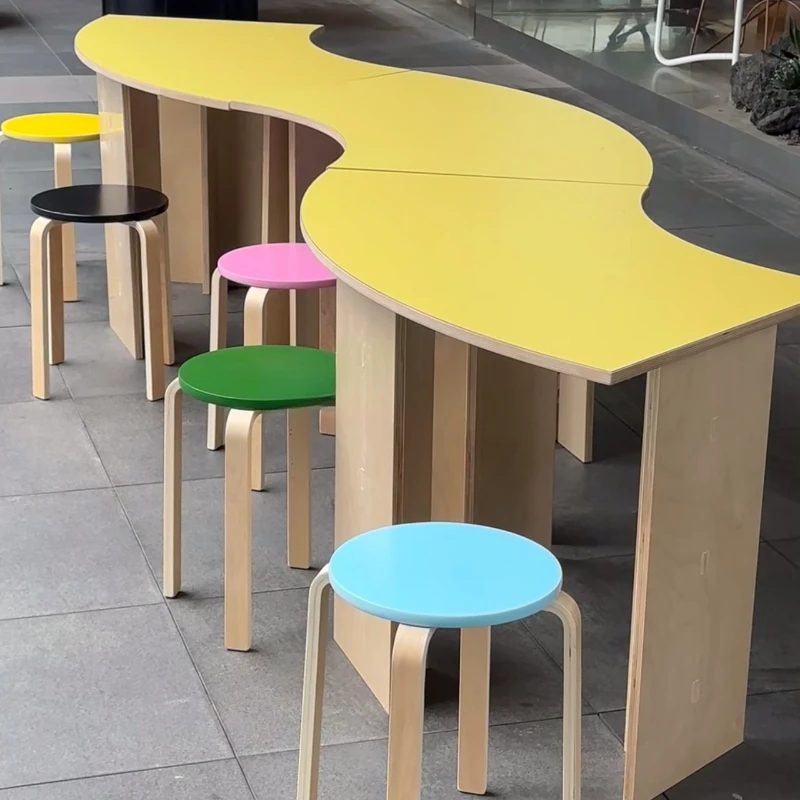 

Household Dining Table Birch Ocean Board Leisure Space Library Table Coffee Shop Versatile Storage