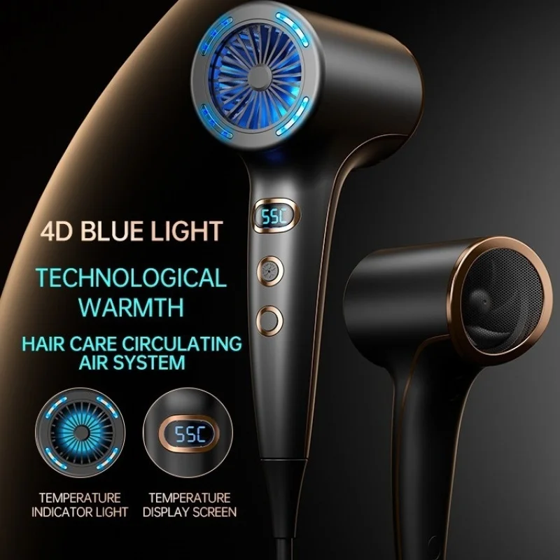 【US/UK/EU Plug】Household LED Digital Display Blue Light Negative Ion High-speed Hair Dryer Cold and Hot Cycle Hair Dryer