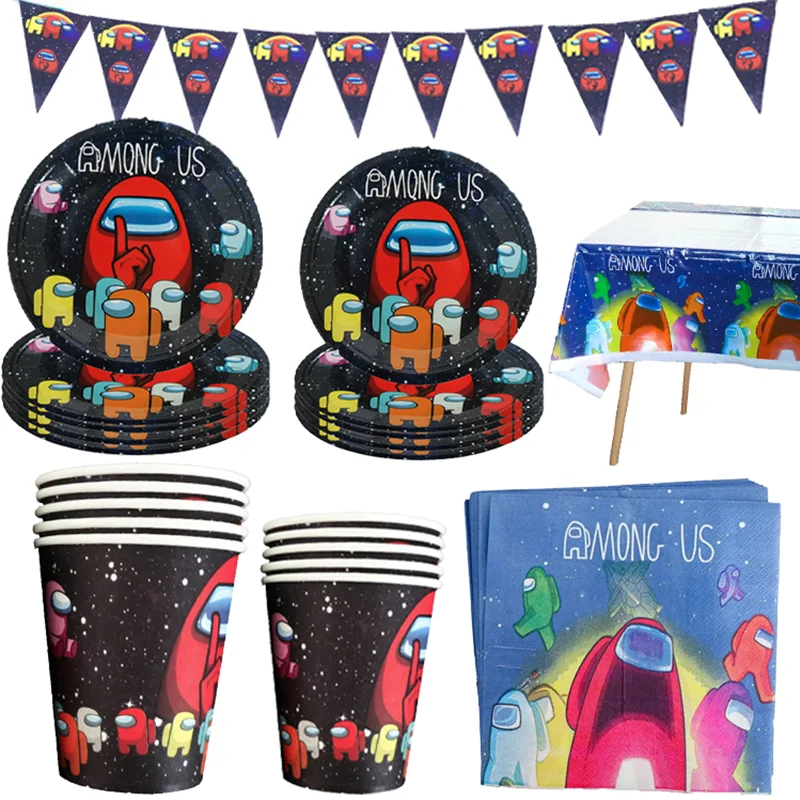 

New Space Game Birthday Decoration Set Cartoon Movie Game Party Supplies Kids Disposable Tableware Stickers Plate Balloons DIY