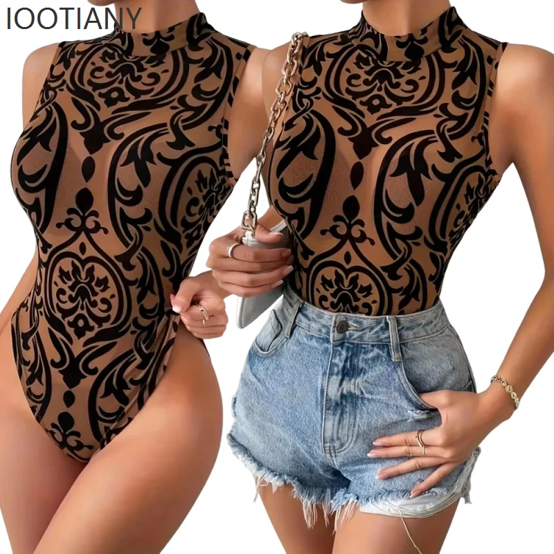 Sexy Lace Women Elegant Tight Sleeveless Swimsuit Bodysuit Holiday Vacation Summer Beach Hot Spring Stage Role Play Costume