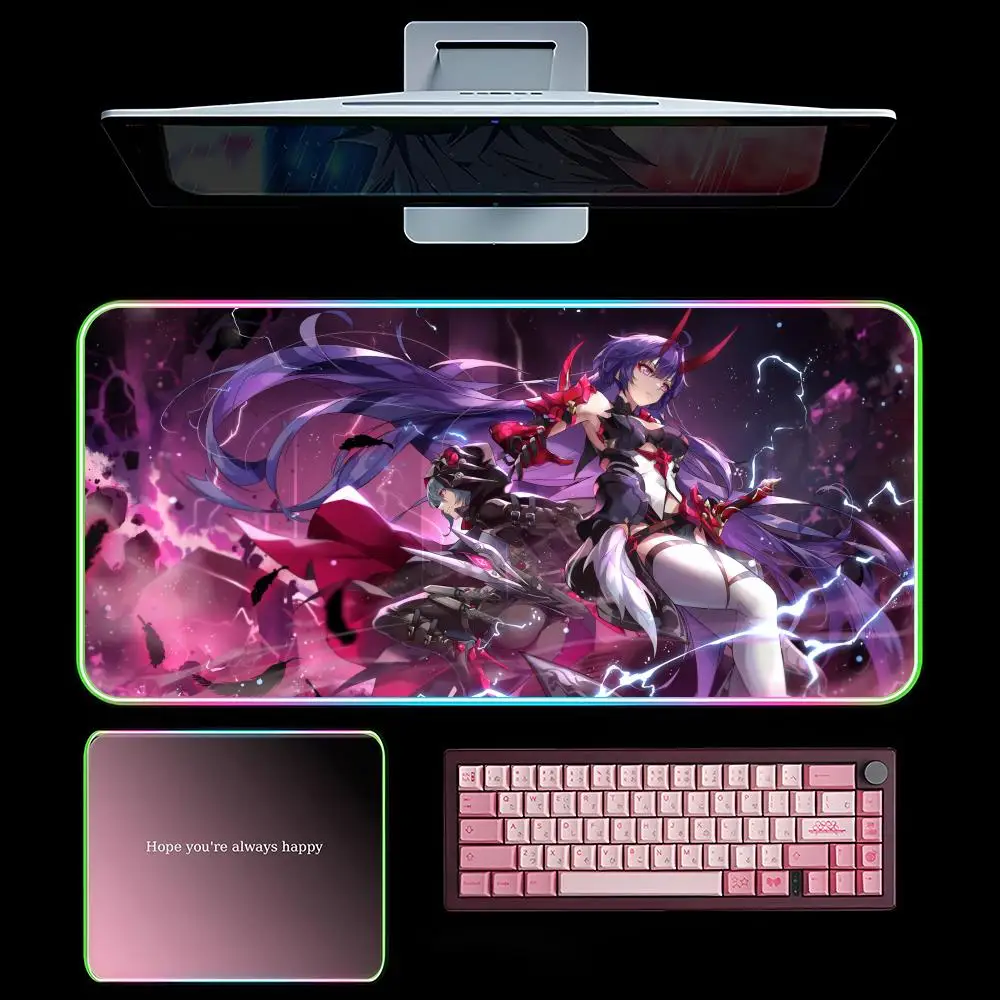 

Honkai Star Rail Kafka Коврик для мыши RGB Игровой коврик для мыши со светодиодной подсветкой Большие игровые коврики для мыши XXL Коврик для клавиатуры Светящийся настольный коврик с подсветкой