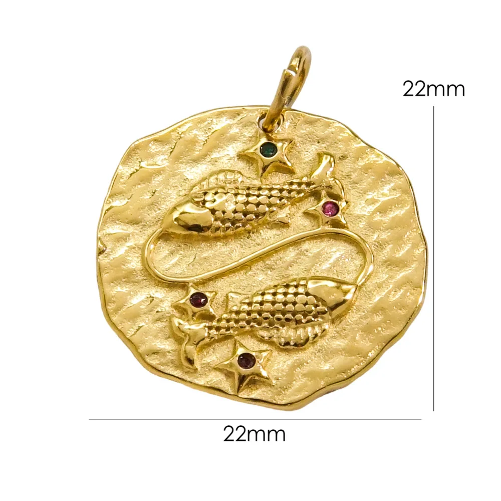 New 12 Zodiac Signs Connector Charms Gold Plated Stainless Steel CZ Micro Pave Con-stellations Pendant for DIY Jewelry Necklace - Image 3