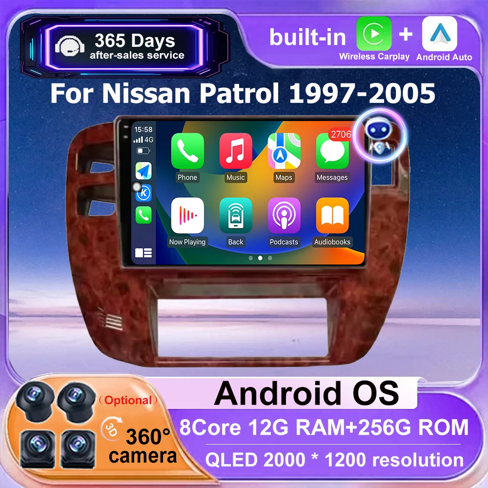 For Nissan Patrol 1997-2005 WIFI Android 16 Auto Carplay BT DSP 9 Inch Car Radio Multimedia Video Player stereo Navigation GPS