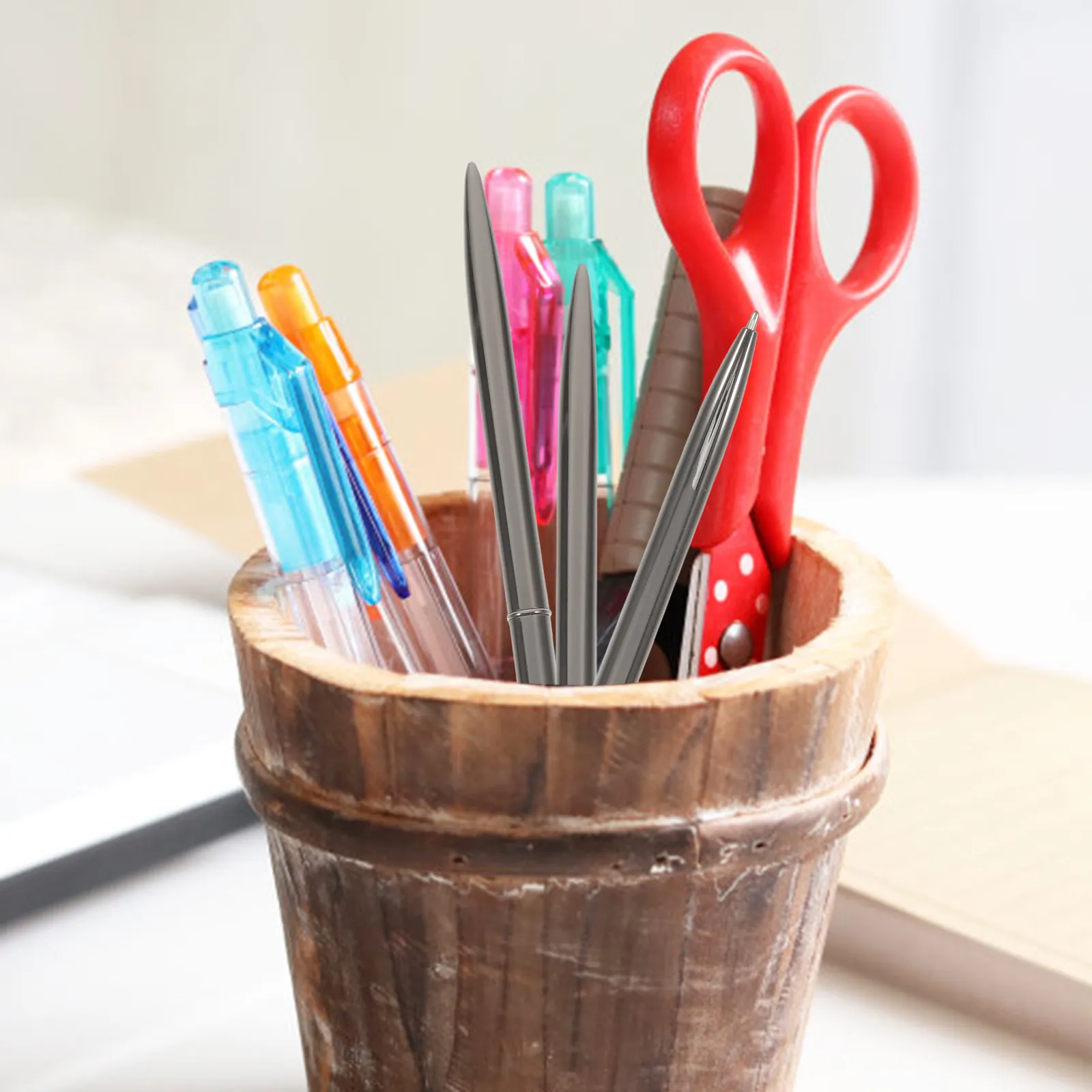 

6Pcs Elegant Metal Ballpoint Pen Smooth Fine Point Refillable Lightweight for Office Business Wedding Guest Sign Stationery Set