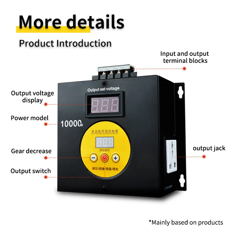 Imagem -04 - Regulador de Tensão ac 220v Velocidade Temperatura Luz Dimmer Ajustável Compacto Tensão Variável Controlador dc 10000w