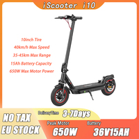 iScooter i10 Electric Scooter 10 Inch 650W 15Ah Scooter Foldable Electric Kick Scooter Max Range 45km Electric eScooter Whit APP