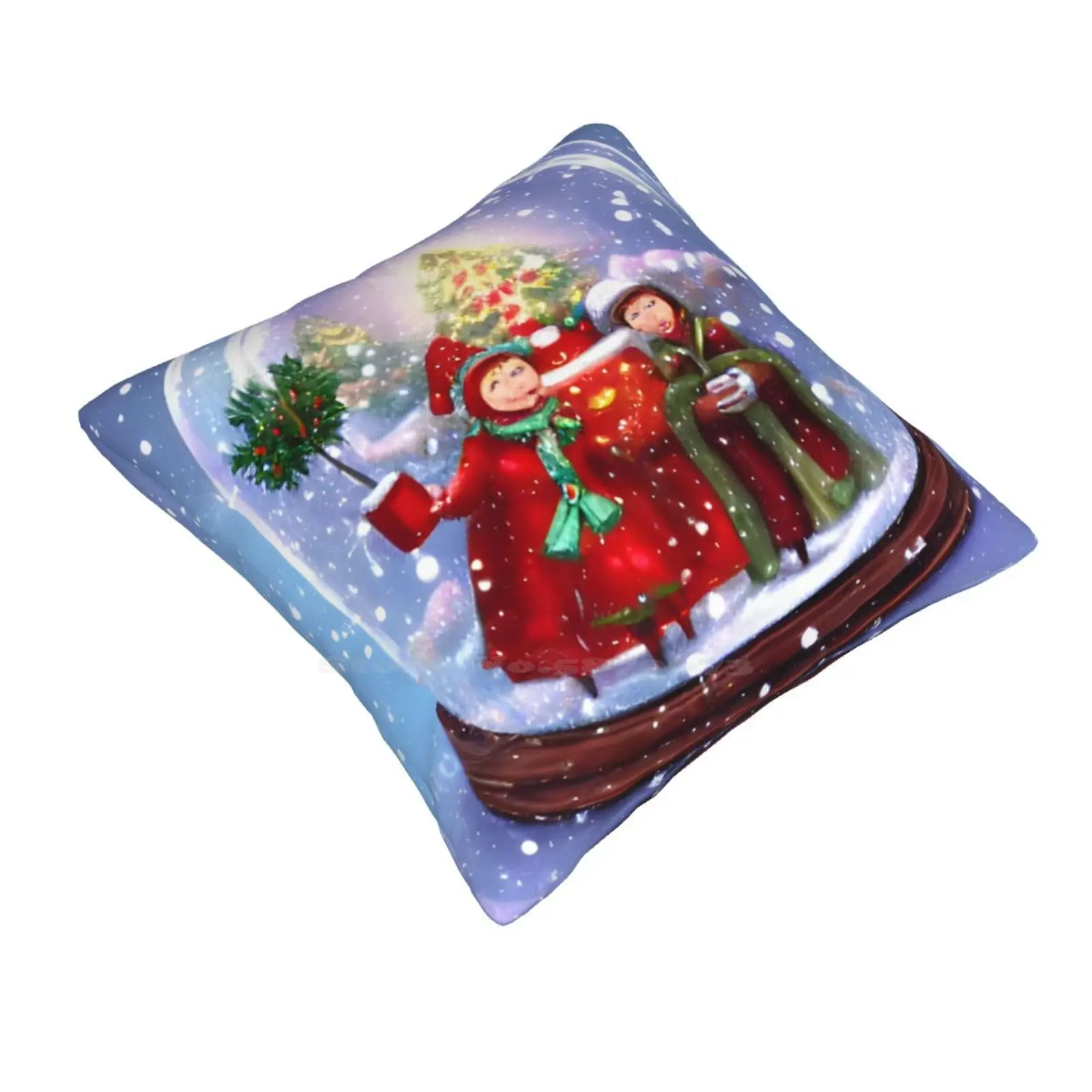 Copy Of Christmas Scene Home Sofa Car Waist Throw Pillowcase Ai Rendering Christmas Snowglobe Snowing Xmas Cute Merry Scenery