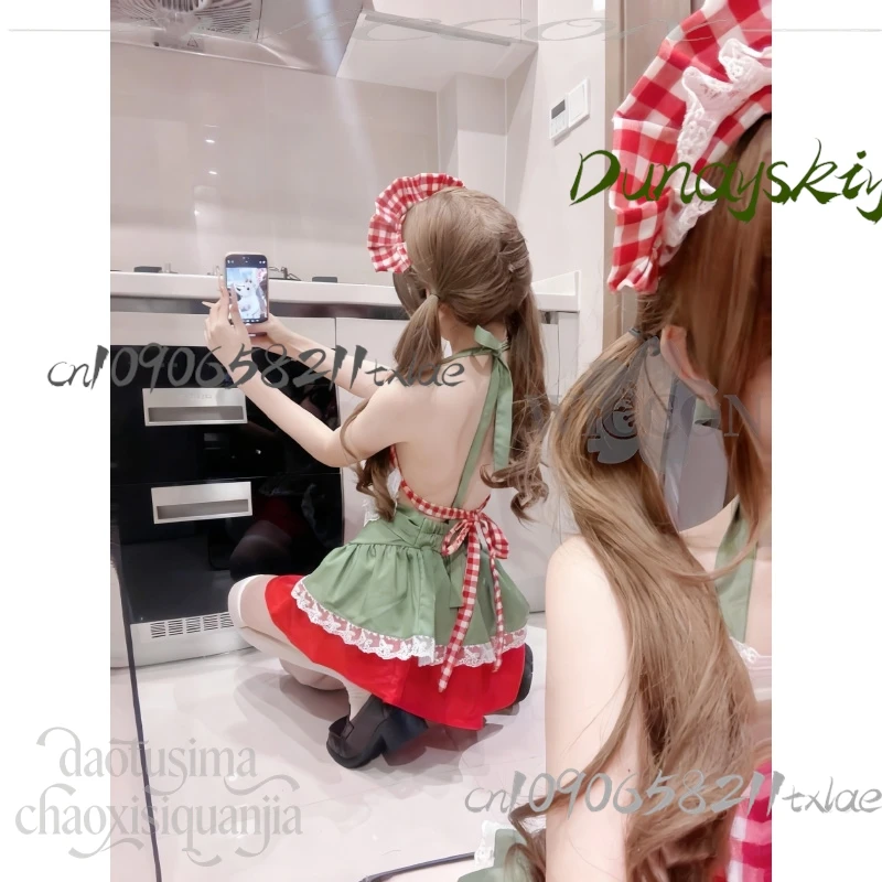 كوس مخزن لطيف الفراولة مثير الرسن تنورة قصيرة قطعتين عيد الميلاد تأثيري حلي جيراي كي بنات حفلة لوليتا الأصلي