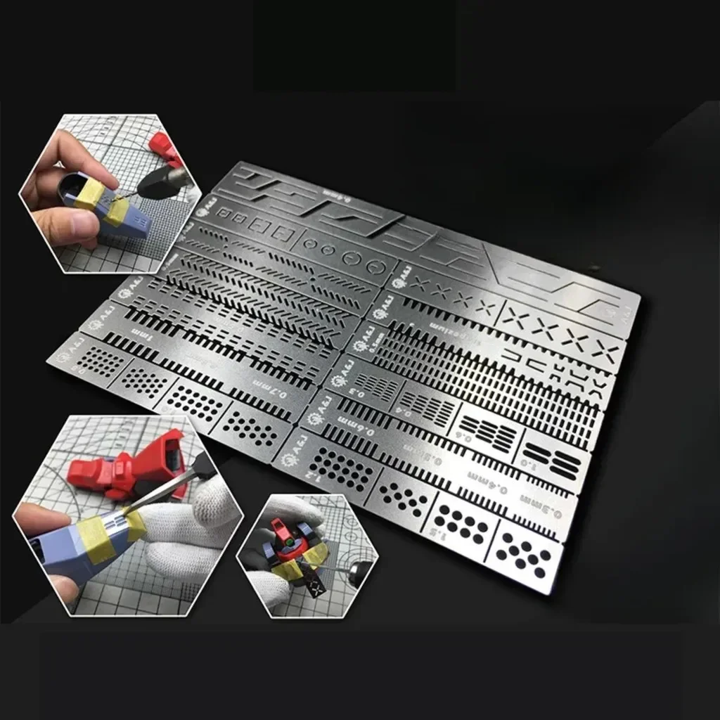 13 in 1 righello per intaglio foro per trapano Detailer Scribe Line Stencil per Gundam modello di hobby fai da te lavorazione versatile strumento artigianale di precisione