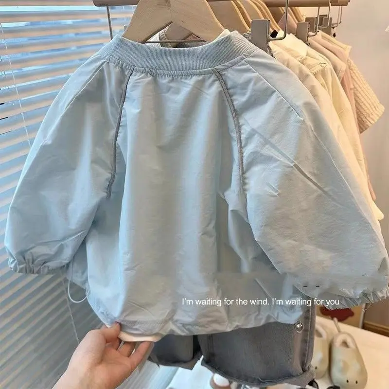 

Корейское бейсбольное пальто для мальчиков и девочек, детская куртка с надписью, весенне-осенняя одежда, детская модная повседневная спортивная верхняя одежда, детский топ, От 2 до 10 лет