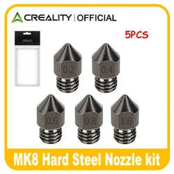 Creality 5PCS Hardened Steel MK8 Nozzle 0.4mm Hotend Extruder All Metal Nozzle for CR-10/Ender 3/Ender 3S/5/6 3D Printer 1.75mm