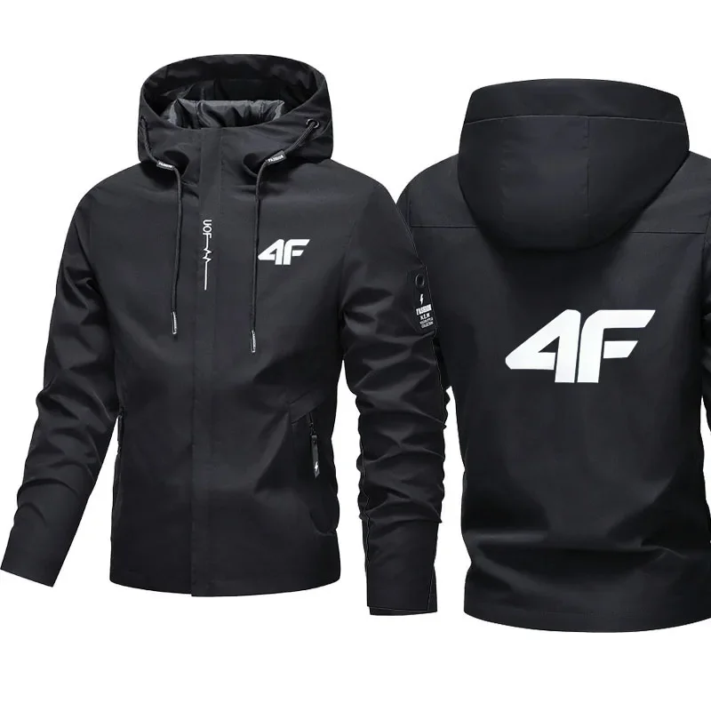 

2026 Spring-autumn Style Men's Hooded Casual Jacket Features a Long-sleeved Printed Design, with Zippers and Multiple Pockets.