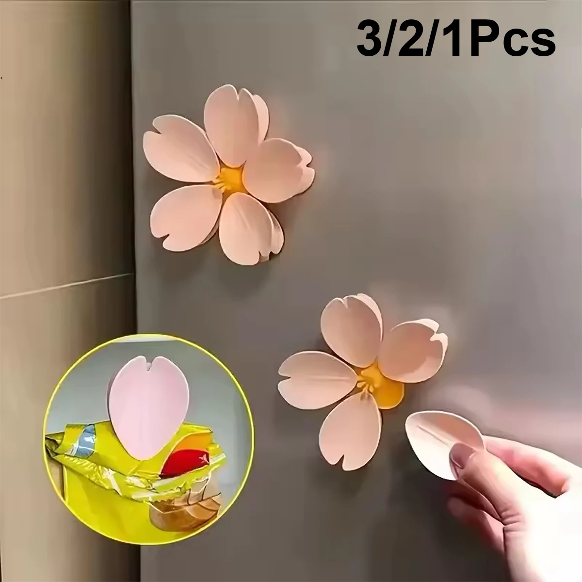 2-Piece Set of 2-in-1 Magnetic Clips for the Refrigerator, Floral Type, for Storing Food, Multifunctional Clips for Bags, Kitchen Accessories - Refrigerator Magnets