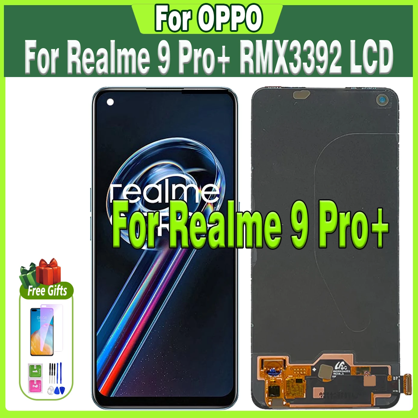 

100% протестированный 6,4 "AMOLED для OPPO Realme 9 Pro Plus LCD RMX3393 для Realme 9 Pro + дисплей RMX3392 дисплей сенсорный экран дигитайзер