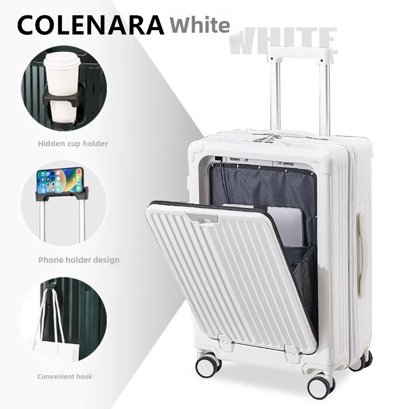 COLENARA 20 "22" 24 "26 بوصة محمول الأمتعة الجبهة افتتاح الصعود USB شحن حقيبة تروللي بعجلات كلمة المرور صندوق المقصورة حقيبة