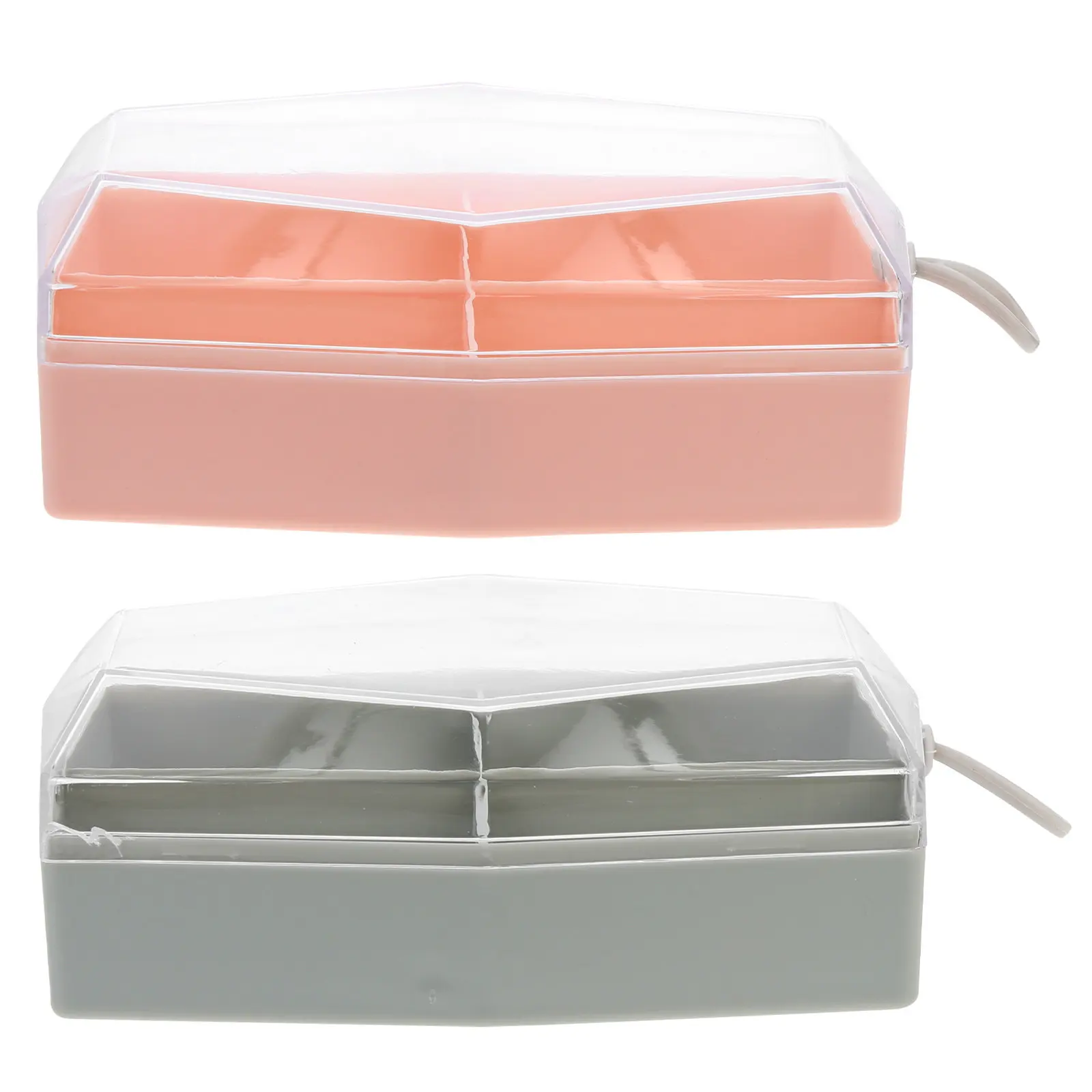 

2Pcs Beauty Sponge Storage Box 4-Compartment Portable Makeup Sponge Holder Dustproof Case for Travel Makeup Accessories