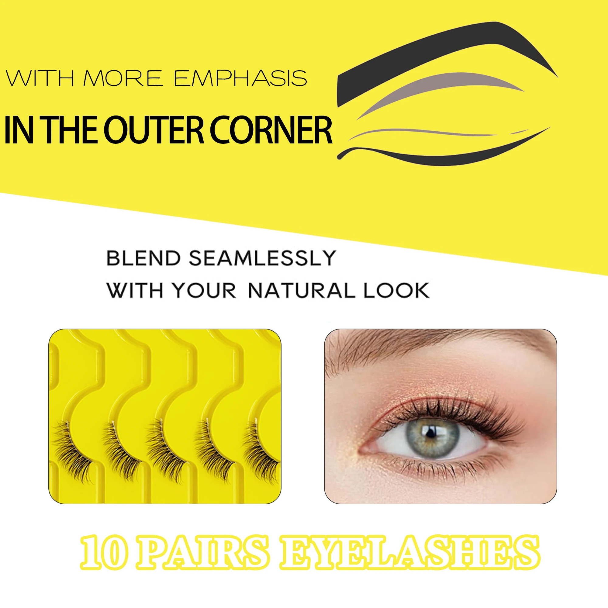10 paare halbe gefälschte wimpern Manga wimpern weiche natürliche katwimpern Make-up-Up-TOOL erweiterklung เป็นวงดนตรี