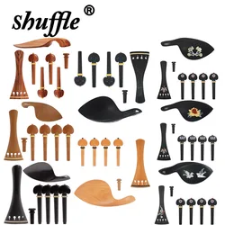 4/4-3/4 Violins 4-Piece Set Ebony Parts String Board String Shafts Tail Pegs Cheek Rests Kits Carton Violin Accessories 4pcs Set