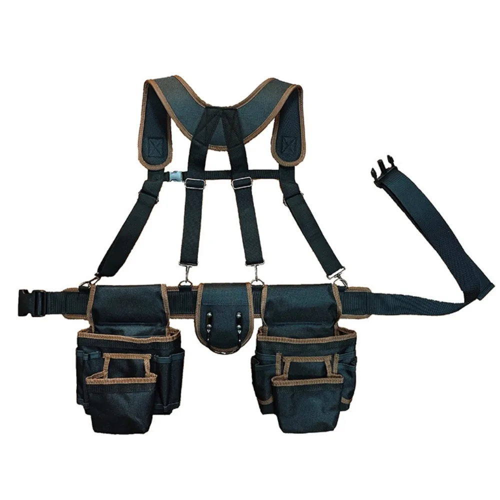 

Double Shoulder Strap Electrician Tool Belt Large Capacity Adjustable Design Multi Functional Tool Belt Vest Type