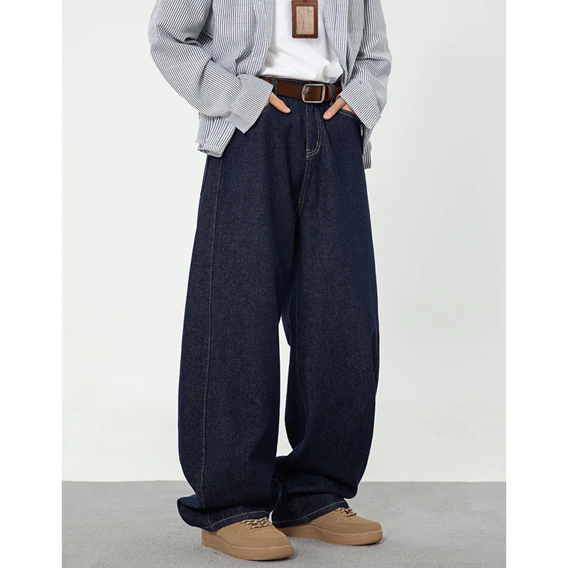 

Повседневные и свободные модные джинсы для мужчин, весенний сегментированный силуэт, американские прямые брюки, модные брендовые свободные брюки PLIB