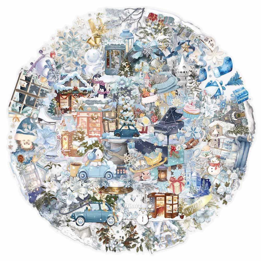 

10/30/50pcs Transparent Cute Winter Christmas Cartoon Stickers Aesthetic Decals DIY Phone Scrapbook Guitar Graffiti Sticker Pack