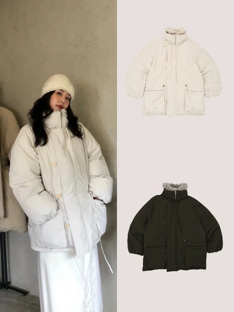 

Sle Veso down Jaet Women's Loose Bread Sle Warmth Guaranteed Fur Collar Casual Loose Fit Long Sve Zipper