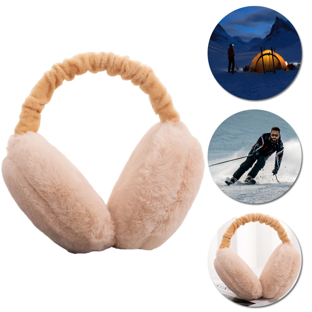 Women Girls Fluffy Burger Shape Earcap Windproof Women Men Ear Warmer Plush Solid Color Ear Muffs Earflap for Women Men Children