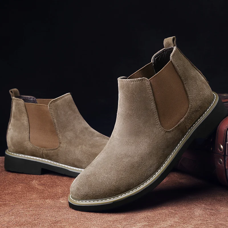 High Quality Chelsea Boots Man Autumn Winter Fluff Ankle Boot for Men Comfort Slip On Suede Casual Boots Men botas para hombre