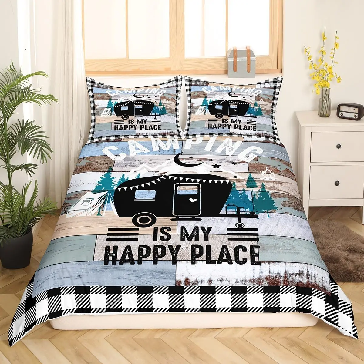 Camping Themed Motorhome Cartoon 3D Print Bedding Set Cozy Duvet Cover King Queen Twin Single Size Birthday Gift Bedroom Decor