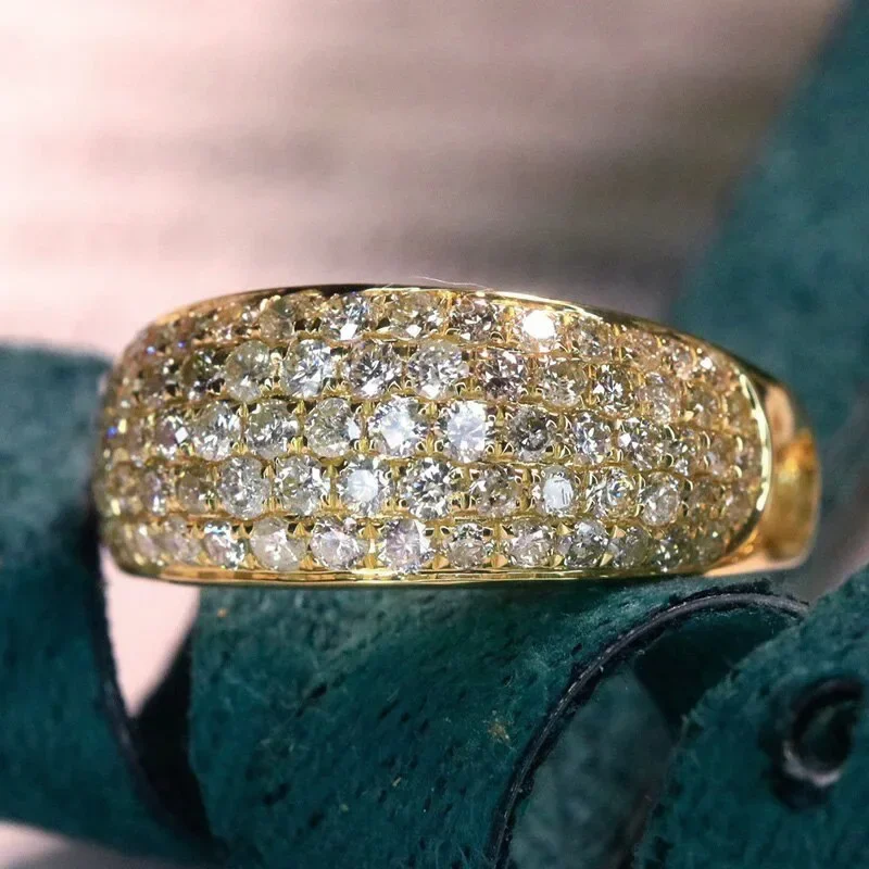 2026 New Fully Inlaid Zircon Geometric Ellipse Elegant and Simple Style Jewelry European and American Personalized New Ring