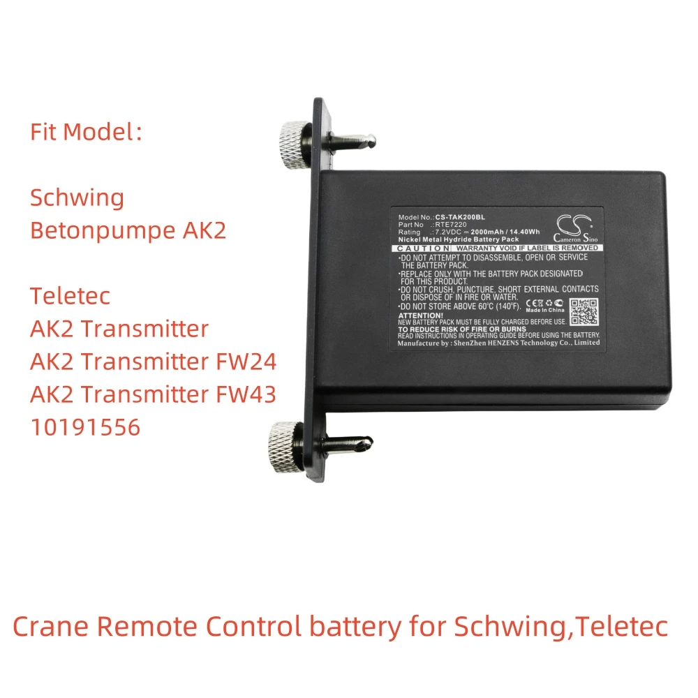 

Ni-MH Crane Remote Control battery for Schwing,Teletec,7.2v,2000mAh,Betonpumpe AK2 Transmitter FW43 10191556