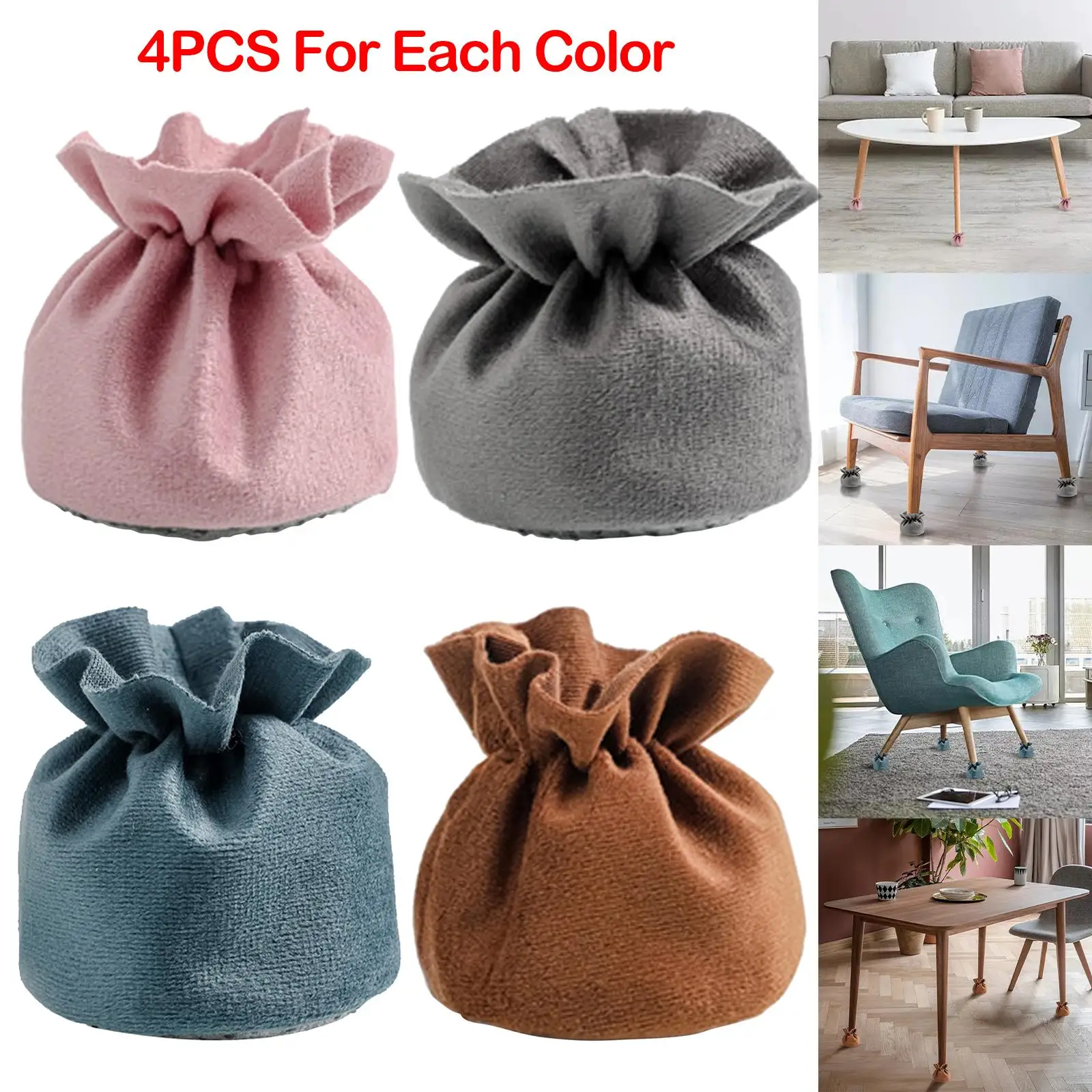

4Pcs Chair Leg Covers Non-Slip Chair Socks Table Foot Socks Solid Cover Floor Protectors for Furniture Home Decor