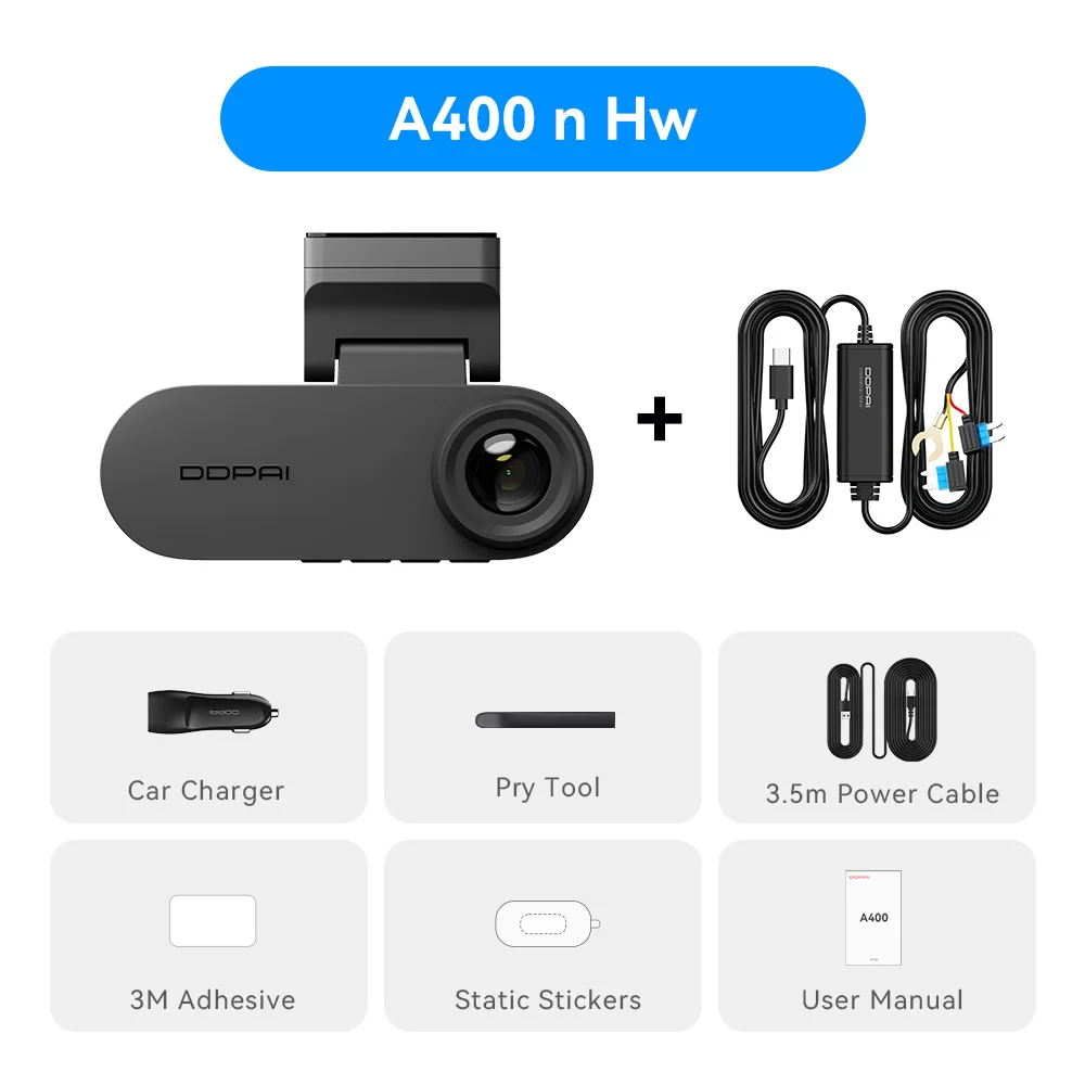 2025 Nieuwe DDPAI A400 4K Dash Cam Ingebouwde ADAS WiFi Ondersteuning 24 H Parkeermonitor 1.9 "IPS Scherm Auto DVR Nachtzicht Dashcam