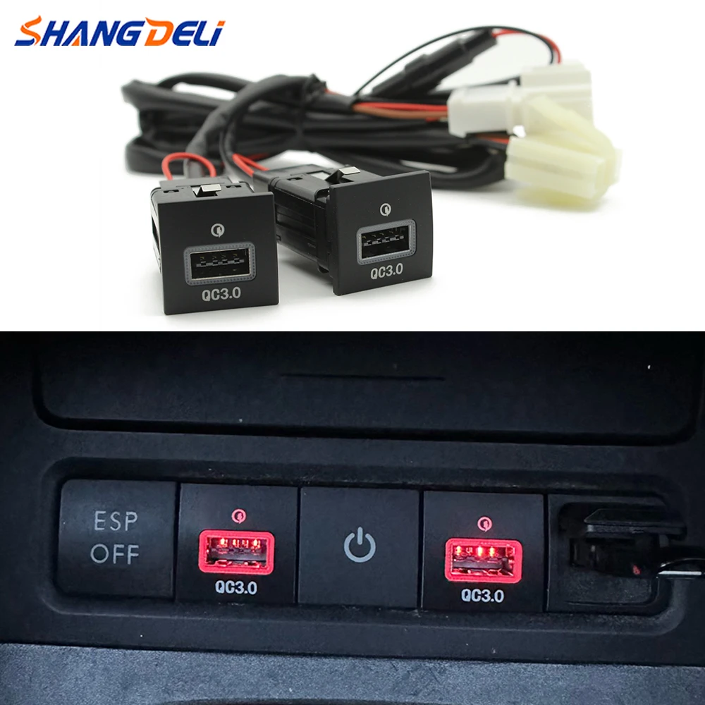 Car Quick Charger Socket 12V/24V Cigarette Lighter QC3.0 USB Interface Use for Volkswagen Jetta 5 MK5 Scirocco Golf 2006-2012