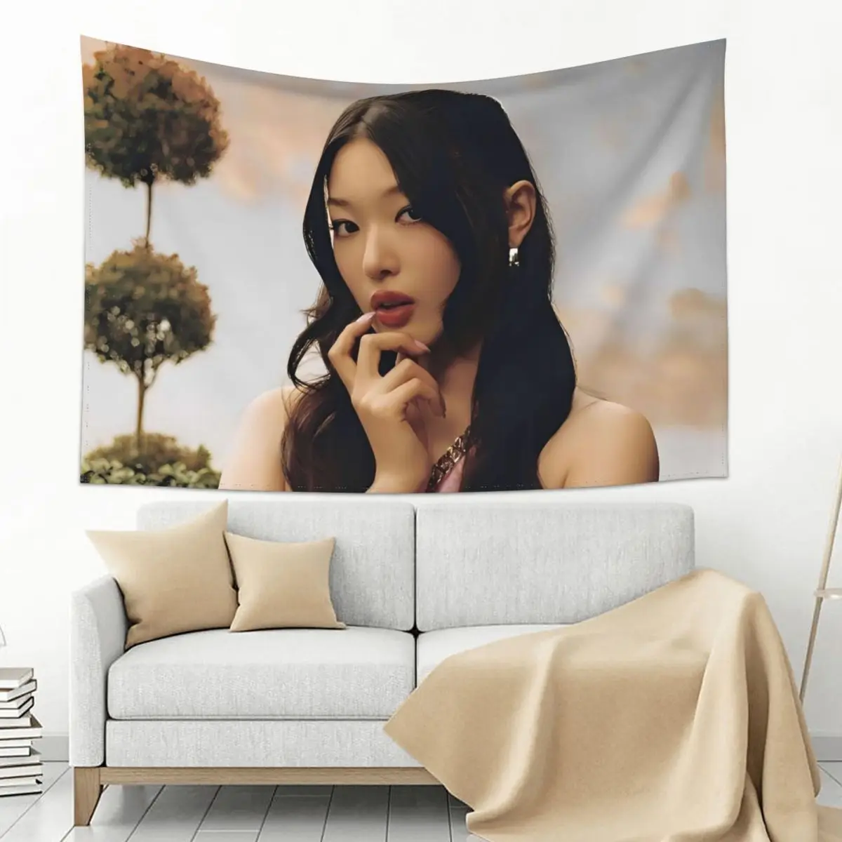 KATSEYE Member Manon, Lara, Sophia, Megan, Yoonchae Tapestry Background Cloth Wall Art Hanging Bedroom Dorm Home Decor Blanket
