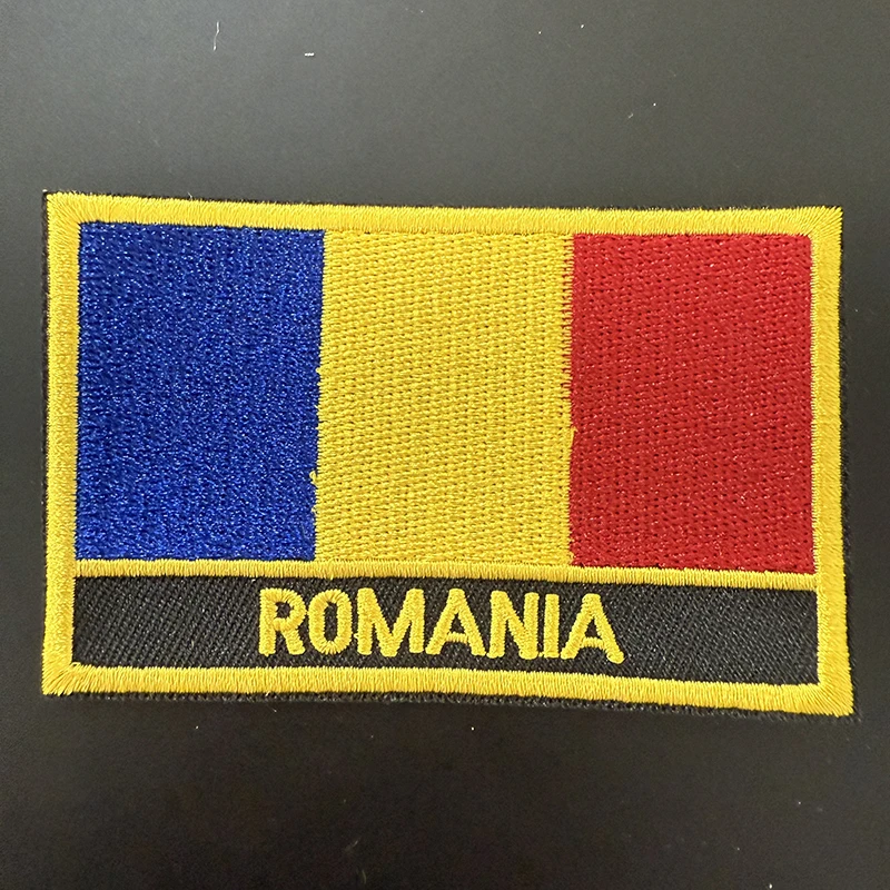 

Romania Flag Embroidery Patches Iron on Saw on Transfer patches Sewing Applications for Clothes in Home&Garden