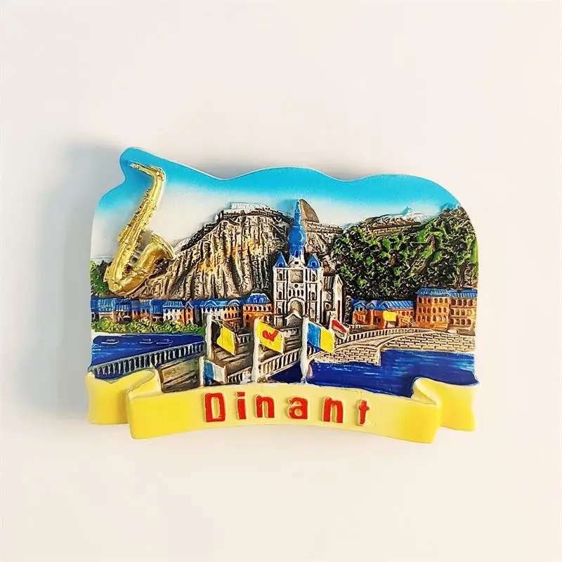 

Belgium Dinant Saxophone Hometown Travel Souvenir Handmade Painted Decorative Magnetic Fridge Magnet Home Collection Gift