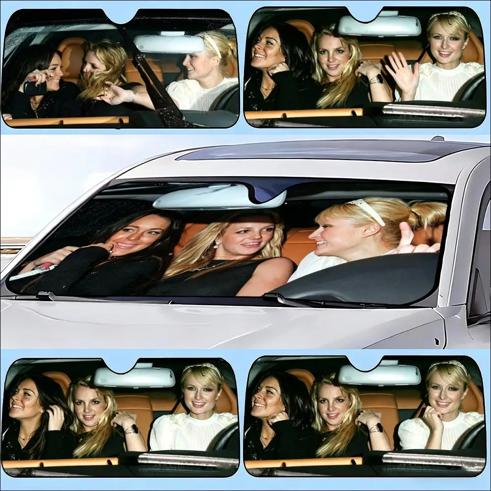 

Солнцезащитный козырек для автомобиля, защитный чехол для лобового стекла, автомобильный солнцезащитный козырек, защита от ультрафиолета S- BritneyS, LindsayS Lohan