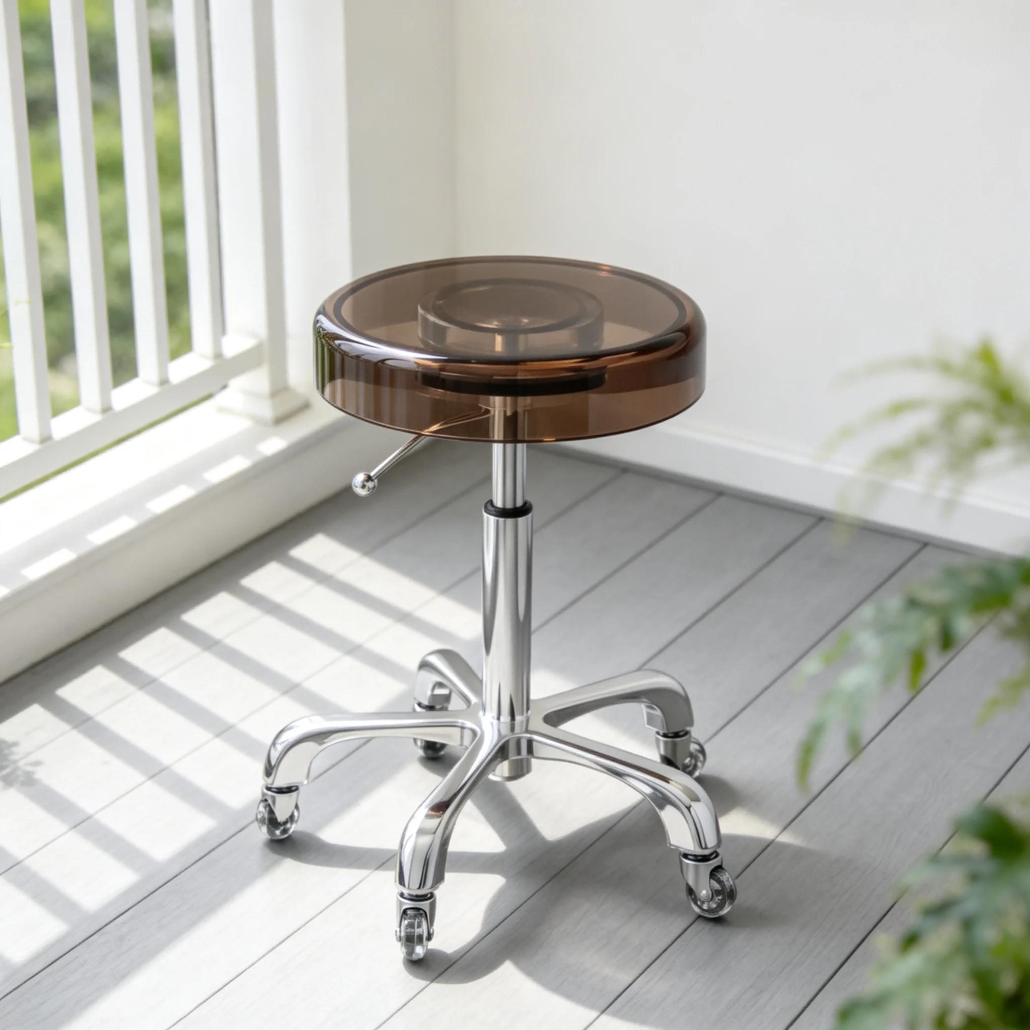 AOLIVIYA Swivel Lift Stainless Caster Round Salon Barber Chair Beauty Manicurist Nail Chair Professional Hairdressing Stool