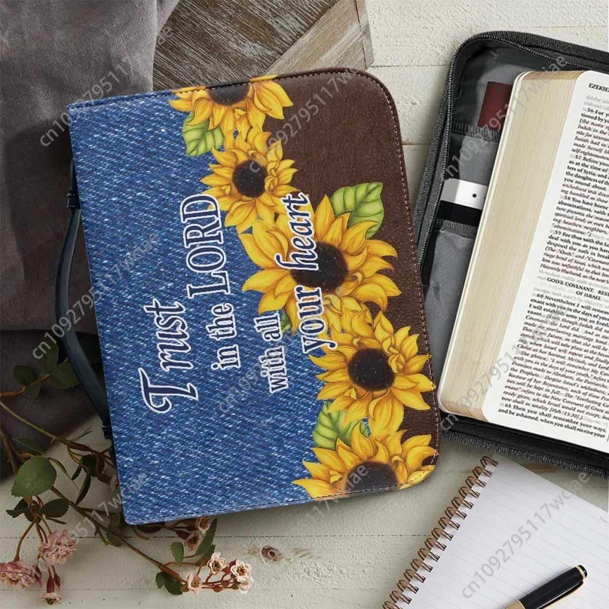 

Trust in the Lord with Your all your Heart Bible Verse Print Bible Cover Case PU Leather Holy Bible Bags for Women Holy Boxes