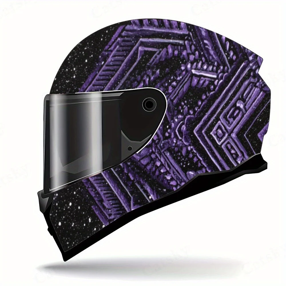 Mysterious Purple Symbol in Starry Sky -Durable Waterproof PVC, Self-Adhesive Motorcycle Racing Helmet Decal, Perfect Gift for M view 3