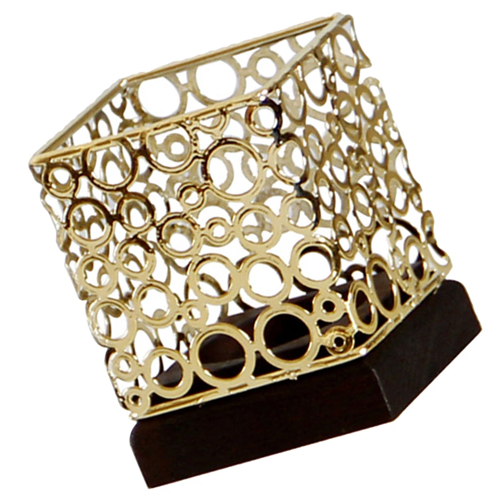 

Desktop Cup Wax Holder Elegant Square Retro Tealight Candles Stand Heat Resistant Longtime Metal Craft Bedroom Living